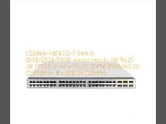 CE6866-48S8CQ-P Switch, 10GE/25GE/50GE access switch, 48*10/25 GE SFP28 or 48 x 50 GE SFP56 8*40/100 GE QSFP28 or 8 x 200 GE QSFP56