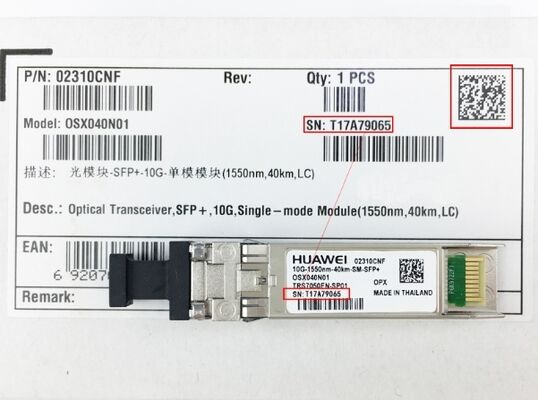 OSX040N01  	Huawei Optical Transceiver  02310CNF   	
SFP+, 10G, Single-mode Module(1550nm,40km,LC)