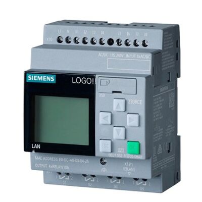 Siemens LOGO! 230RCE Logic Module, 115/230V AC/DC, 8 DI/4 Relay DO, with Display, Ethernet, Modular Expandable