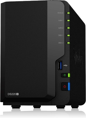 Synology DiskStation DS220+ NAS Server for Business with Celeron CPU, 6GB Memory, 8TB HDD Storage, DSM Operating System