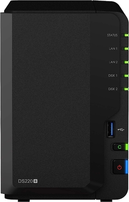 Synology DiskStation DS220+ NAS Server for Business with Celeron CPU, 6GB Memory, 8TB HDD Storage, DSM Operating System