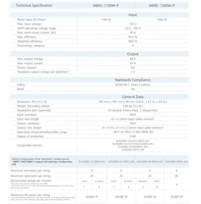 Merc 1100w P Merc 1300w P Solar Power Optimizer Pv Smart Huawei Optimizer