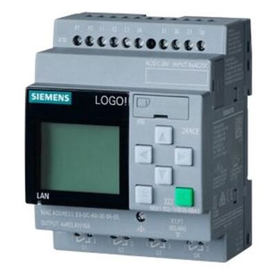 Siemens LOGO! 8.3 PLC (6ED1052-1MD08-0BA1) Basic Unit 12/24RCE, 8DI/4DO, Ethernet, Display