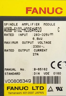Fanuc A06B-6102-H206 CNC Spindle Servo Amplifier 200-240V AC High Precision