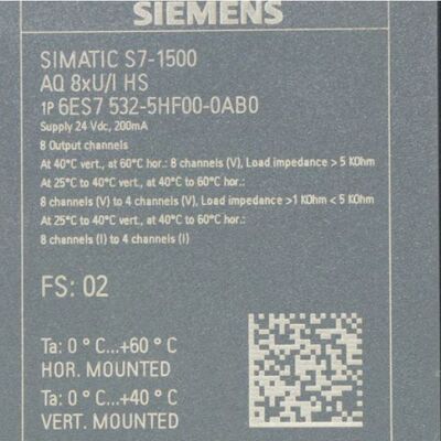6ES7532-5HF00-0AB0 Siemens SIMATIC S7-1500 Analog Output Module AQ8xU/I HS