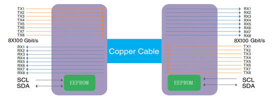 COP-DAC800G-01C OSFP 800G to 800G DAC Cable 1m  AWG 30   OSFP 800G to 800G DAC 1m